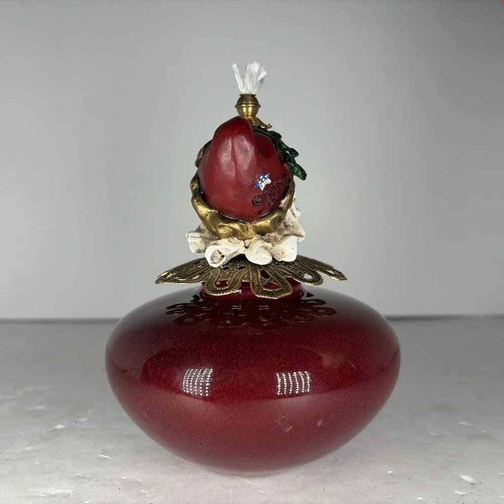 Rare Vintage 2004 RJR Christmas Floating Wick Oil Lamp Santa‎ Red